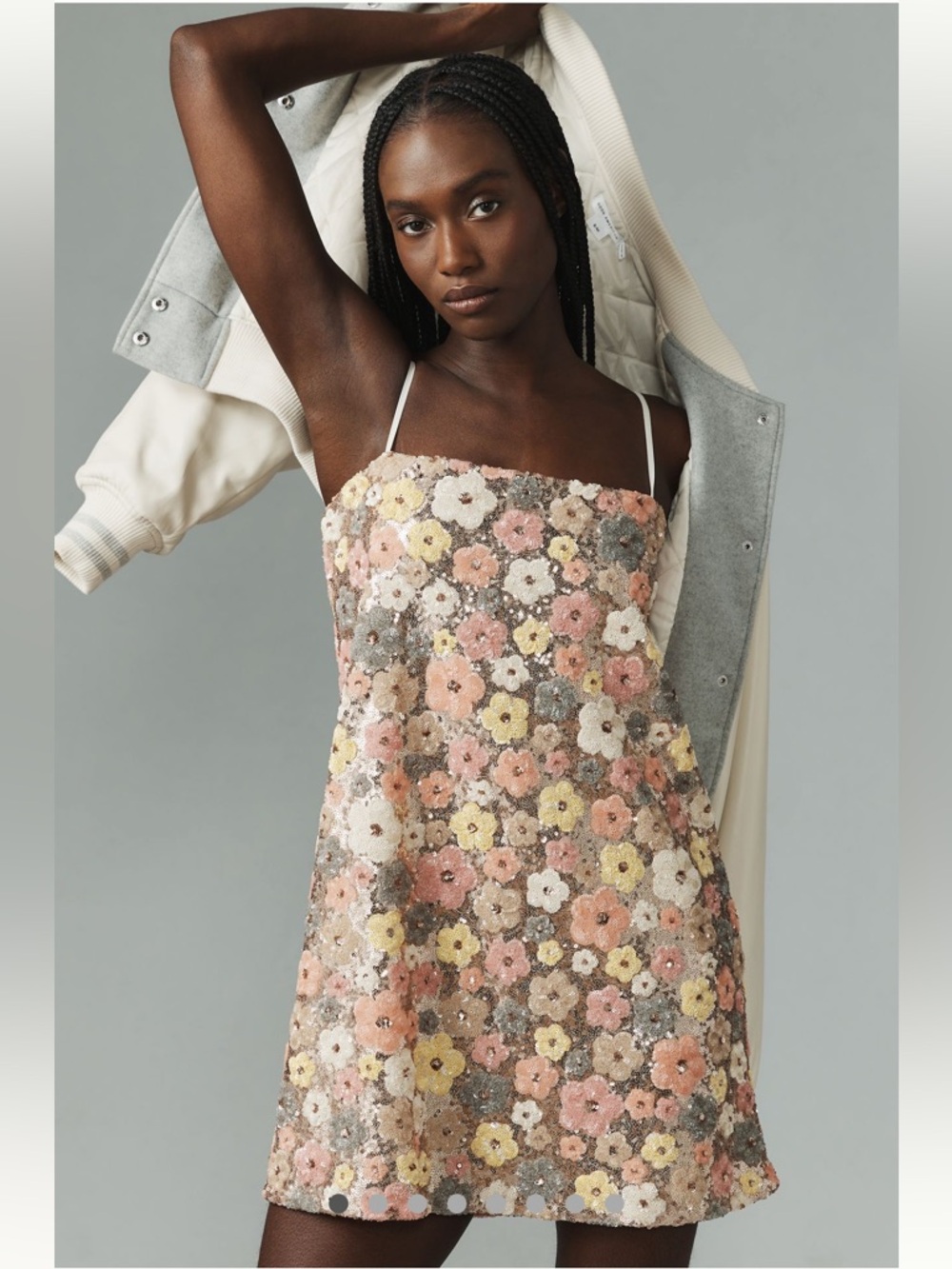 NWT $188 Anthropologie Blue Tassel Floral Shift Mini Dress Size 1X